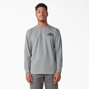 Dickies Long Sleeve Heavyweight Logo T-Shirt Gri | NKYU3333