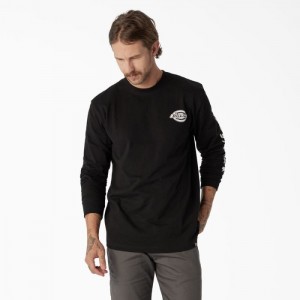 Dickies Long Sleeve Heavyweight Logo T-Shirt Negrii | GZWH3793