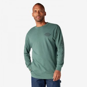 Dickies Long Sleeve Heavyweight Logo T-Shirt Verzi | JDPO8148