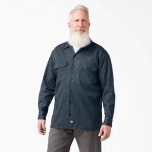 Dickies Long Sleeve Lucru Shirt Albastri | LECR1771