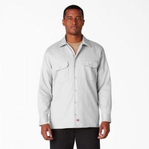 Dickies Long Sleeve Lucru Shirt Albi | YECB7442