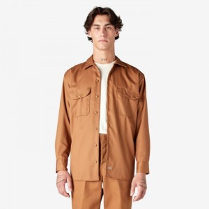 Dickies Long Sleeve Lucru Shirt Maro | NQOF7819