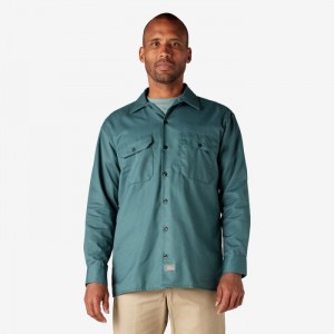 Dickies Long Sleeve Lucru Shirt Verzi | GXJO3779