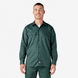 Dickies Long Sleeve Lucru Shirt Verzi | MLSS0861