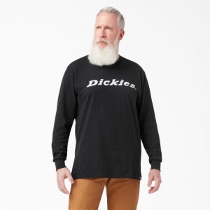 Dickies Long Sleeve Regular Fit Icon Grafice T-Shirt Negrii | RMZI7788