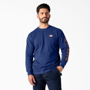Dickies Long Sleeve Workwear Grafice T-Shirt Albastri | AEPG4886