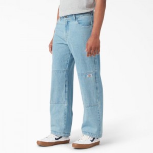 Dickies Loose Fit Double Knee Jeans Albastri Deschis | BFSW6591