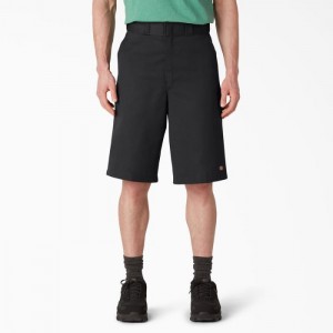 Dickies Loose Fit Plati Front Lucru Shorts, 13" Negrii | ASXK9965