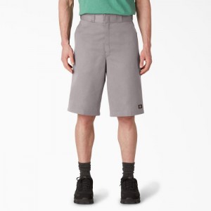 Dickies Loose Fit Plati Front Lucru Shorts, 13" Argintii | TPVK9088