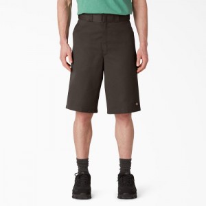Dickies Loose Fit Plati Front Lucru Shorts, 13" Maro Inchis | HIFH0506
