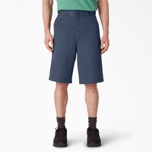 Dickies Loose Fit Plati Front Lucru Shorts, 13" Bleumarin Albastri | KHNI2367