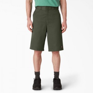 Dickies Loose Fit Plati Front Lucru Shorts, 13" Masline Verzi Verzi | LPGJ5469