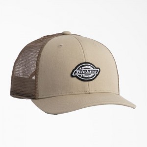 Dickies Low Pro Logo Trucker Hat Kaki | YZQB8752