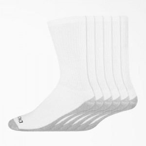 Dickies Lucru Crew Socks, Size 6-12, 6-Pack Albi | QYLK0541