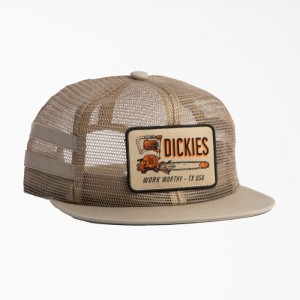 Dickies Lucru Worthy Mesh Trucker Hat Kaki | ZNTY3991