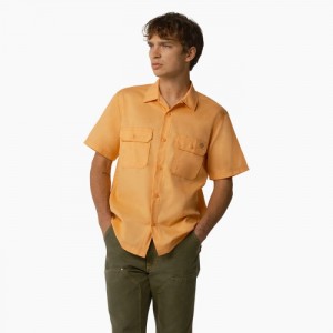 Dickies Madras Scurte Sleeve Lucru Shirt Papaya Smoothie | BGNK6298