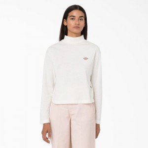 Dickies Mapleton High Neck Long Sleeve T-Shirt Albi | UWVV3665