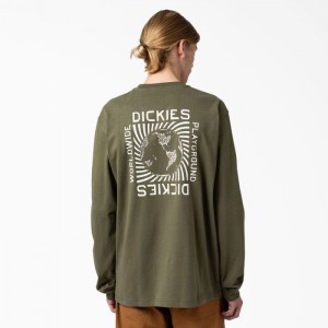 Dickies Marbury Long Sleeve T-Shirt Verzi | XBOE3828