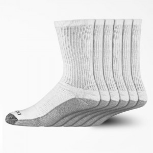 Dickies Moisture Control Crew Lucru Socks, Size 12-15, 6-Pack Albi | KSBN1404