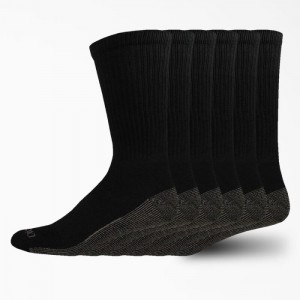 Dickies Moisture Control Crew Lucru Socks, Size 12-15, 6-Pack Negrii | FXLF6432
