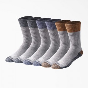 Dickies Moisture Control Crew Lucru Socks, Size 6-12, 6-Pack Gri | SOEJ1157