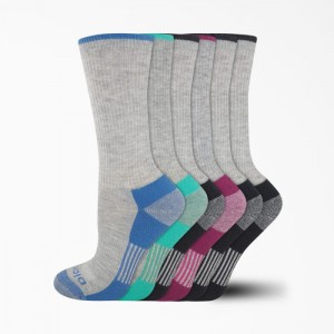 Dickies Moisture Control Crew Socks, Size 6-9, 6-Pack Gri | YXXQ8383