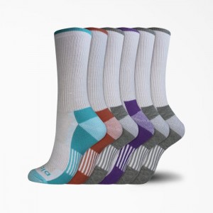 Dickies Moisture Control Crew Socks, Size 6-9, 6-Pack Albi | DPDP6141