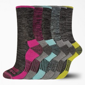 Dickies Moisture Control Free Run Crew Socks, Size 6-9, 6-Pack Negrii | ECDI4700