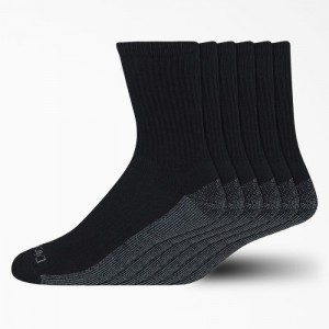 Dickies Moisture Control Mid-High-Crew Socks, Size 6-12, 6-Pack Negrii | CACY8554