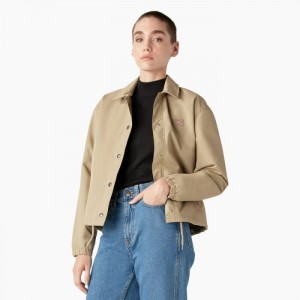 Dickies Oakport Cropped Coaches Jacket Kaki | RFKH4681
