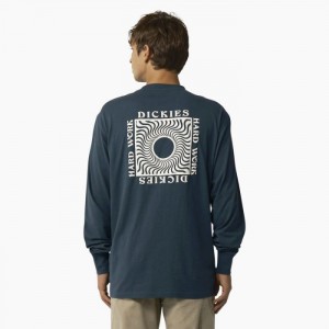 Dickies Oatfield Long Sleeve T-Shirt Albastri | CHNT1692