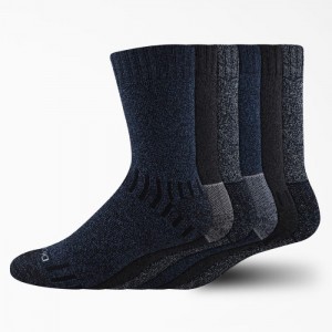 Dickies Outdoor Crew Socks, Size 6-12, 6-Pack Bleumarin Albastri | BALM3861
