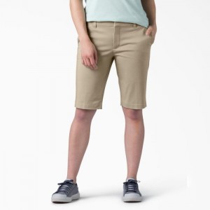 Dickies Perfect Shape Drept Fit Bermuda Shorts, 11" Gri | KGIY0198