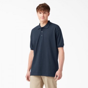Dickies Piqué Scurte Sleeve Polo Bleumarin | IVFI0369