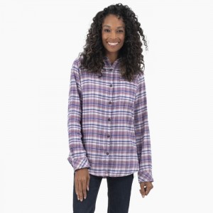 Dickies Plaid Flannel Long Sleeve Shirt Grapeade / Orchard Plaid | RGLH5544
