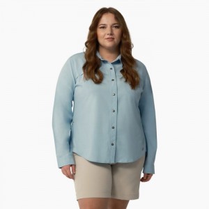 Dickies Plus Cooling Roll-Tab Lucru Shirt Albastri | FWMA1473