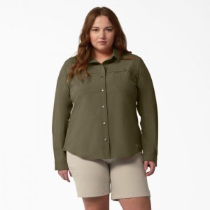 Dickies Plus Cooling Roll-Tab Lucru Shirt Verzi | PGJI5184