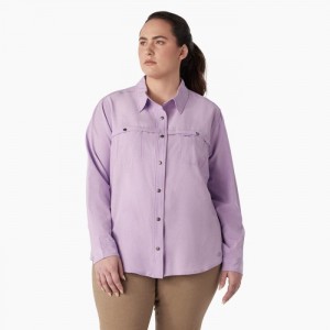 Dickies Plus Cooling Roll-Tab Lucru Shirt Violet Roz | DGQG2173