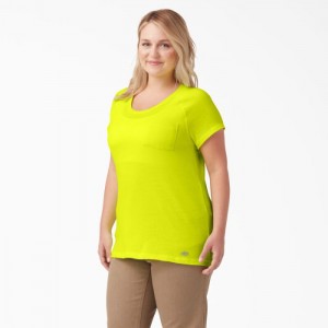 Dickies Plus Cooling Scurte Sleeve Pocket T-Shirt Galbeni Deschis | HKCM1167