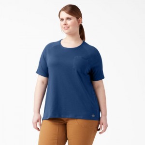 Dickies Plus Cooling Scurte Sleeve Pocket T-Shirt Bleumarin | FUIZ6031