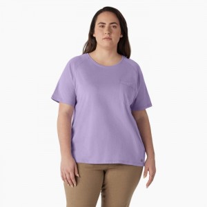 Dickies Plus Cooling Scurte Sleeve Pocket T-Shirt Violet Roz | MYKB7633