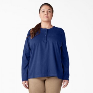 Dickies Plus Heavyweight Henley Albastri | PYWI8588