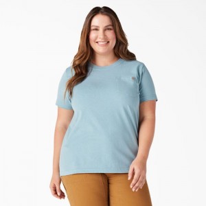Dickies Plus Heavyweight Scurte Sleeve Pocket T-Shirt Albastri | KRLN1299