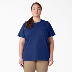Dickies Plus Heavyweight Scurte Sleeve Pocket T-Shirt Albastri | JXRZ2792
