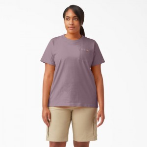 Dickies Plus Heavyweight Scurte Sleeve Pocket T-Shirt Violet | CZGF5867