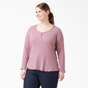 Dickies Plus Henley Long Sleeve Shirt Violet | BGZC9949