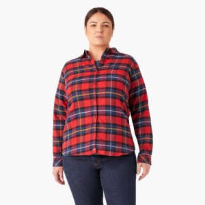 Dickies Plus Long Sleeve Plaid Flannel Shirt Rosii | SINV7426