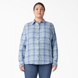 Dickies Plus Long Sleeve Plaid Flannel Shirt Albastri | GSKM1257