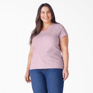 Dickies Plus Scurte Sleeve V-Neck T-Shirt Violet | RWZC2136