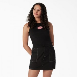 Dickies Racerback Cropped Tank Top Negrii | HNEU9444